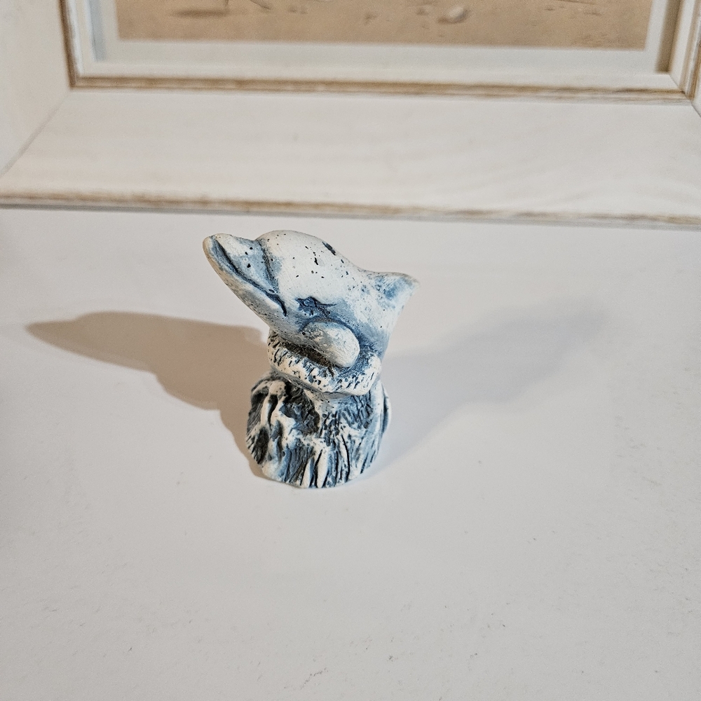 Blue and White Whale Sculpture